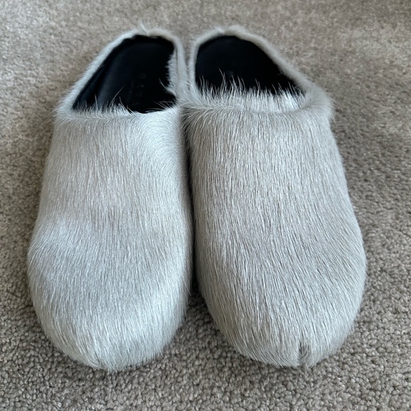MARNI Grey Calf Hair Slippers Men’s Size EU 45